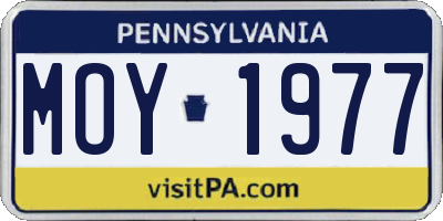 PA license plate MOY1977