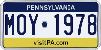 PA license plate MOY1978