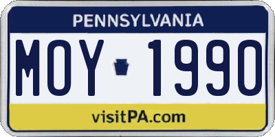 PA license plate MOY1990