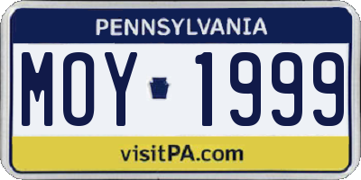 PA license plate MOY1999