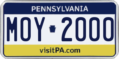 PA license plate MOY2000