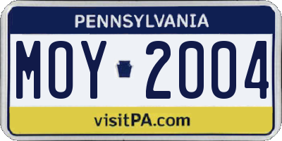 PA license plate MOY2004
