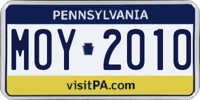 PA license plate MOY2010