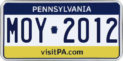 PA license plate MOY2012