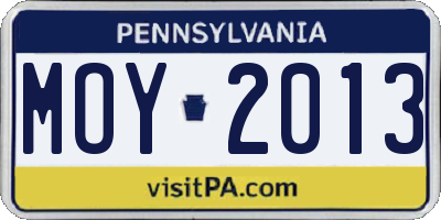 PA license plate MOY2013