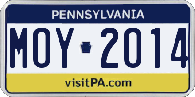 PA license plate MOY2014
