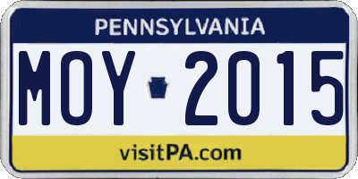 PA license plate MOY2015