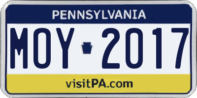 PA license plate MOY2017