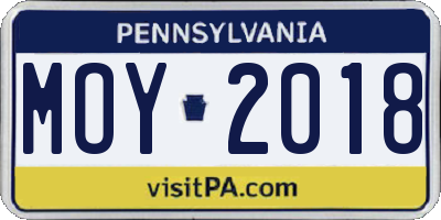 PA license plate MOY2018