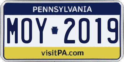 PA license plate MOY2019