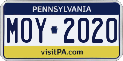 PA license plate MOY2020