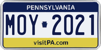 PA license plate MOY2021