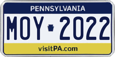 PA license plate MOY2022