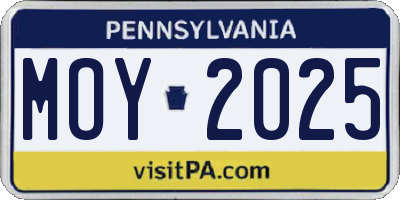 PA license plate MOY2025