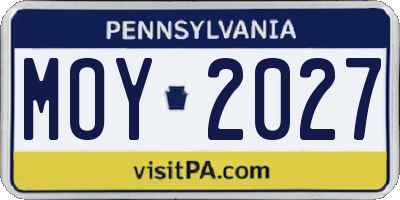 PA license plate MOY2027