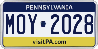 PA license plate MOY2028