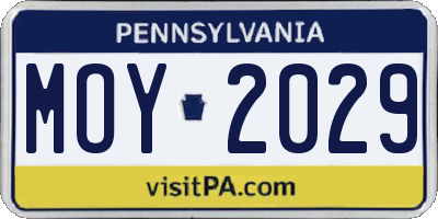 PA license plate MOY2029