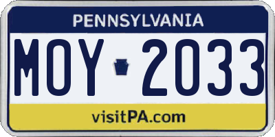 PA license plate MOY2033
