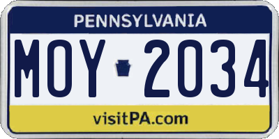 PA license plate MOY2034