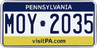 PA license plate MOY2035