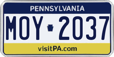 PA license plate MOY2037