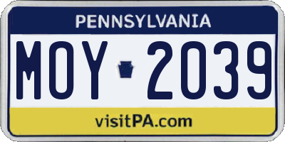 PA license plate MOY2039