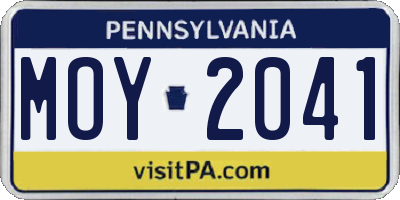 PA license plate MOY2041
