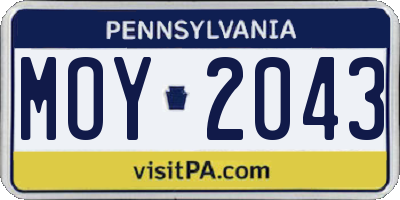 PA license plate MOY2043