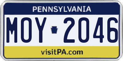 PA license plate MOY2046