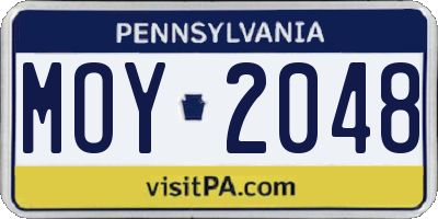 PA license plate MOY2048