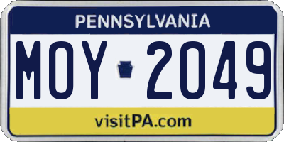 PA license plate MOY2049