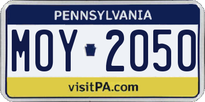 PA license plate MOY2050
