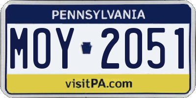 PA license plate MOY2051