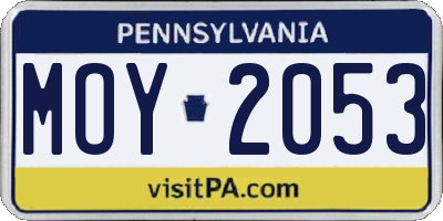PA license plate MOY2053