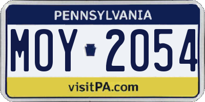 PA license plate MOY2054