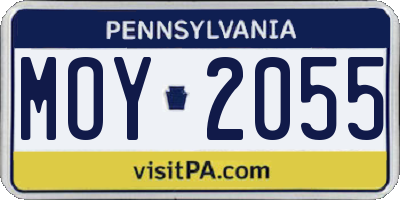 PA license plate MOY2055