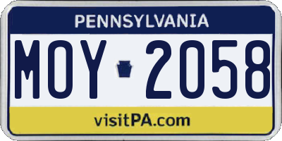 PA license plate MOY2058