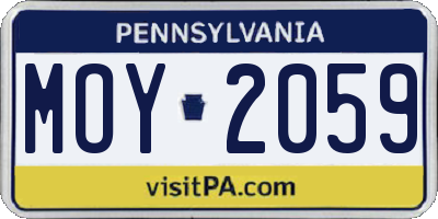 PA license plate MOY2059