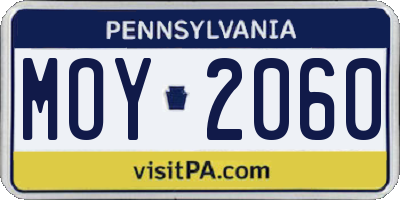 PA license plate MOY2060
