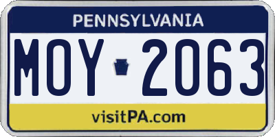 PA license plate MOY2063