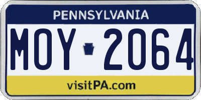 PA license plate MOY2064