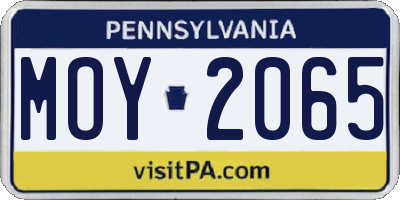 PA license plate MOY2065