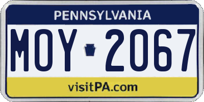 PA license plate MOY2067