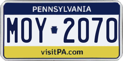 PA license plate MOY2070