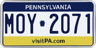 PA license plate MOY2071