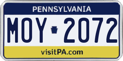 PA license plate MOY2072