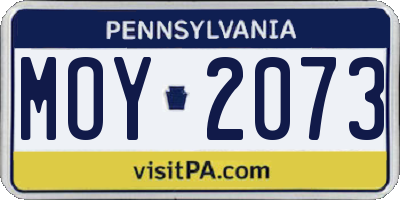 PA license plate MOY2073