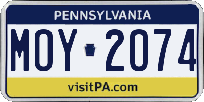 PA license plate MOY2074