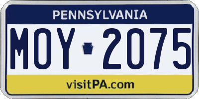 PA license plate MOY2075
