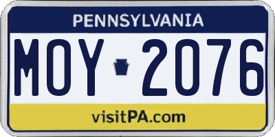 PA license plate MOY2076